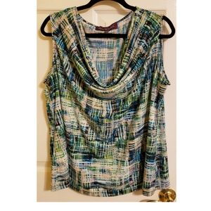 Geometric cowl neck top